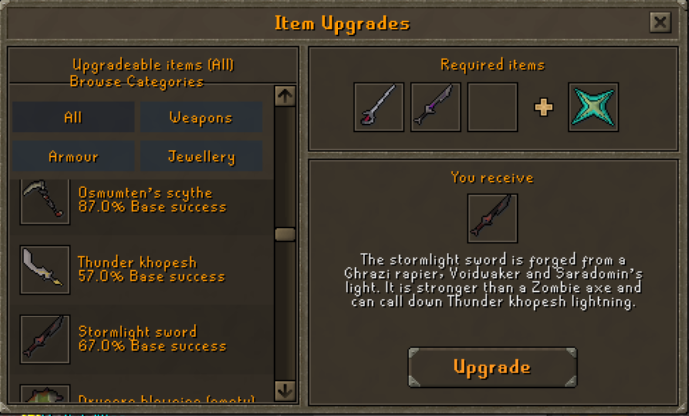 Upgrade Station Stormlight Sword recipe