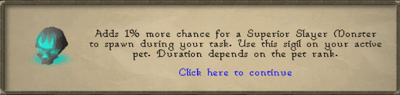 Superior Hunter Sigil effect description