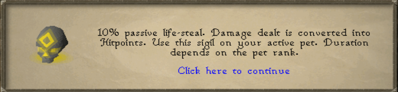 Vampire's Touch Sigil effect description