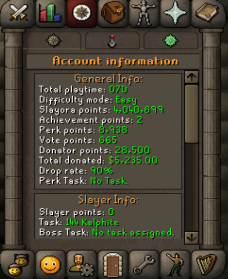 Slayer master task interface